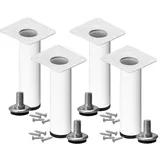 Stahlia Möbelfüße verstellbar (4er Set) Weiß 40cm Höhe belastbar bis 50kg Sofafüße Schrankfüße Möbelbeine höhenverstellbare Füße Metallbeine