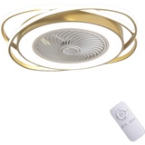 VOMI Unsichtbar Deckenventilator Licht 72W LED mit Fernbedienung Dimmbar Leise Deckenventilator mit Beleuchtung Modern Kreativität Metall Deckenventilatoren für Wohnzimmer Schlafzimmer,Gold