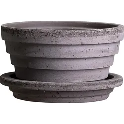 Planet Mars Blumentopf 12 cm grau mit Untersetzer