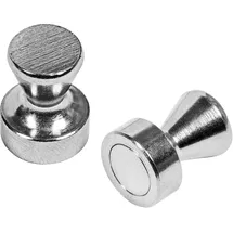 Connex Neodym-Griffmagnet - Ø 12 x 16 mm - 2 Stück im praktischen Set - Extra starker Magnet - 2 kg Haftkraft - Für Haushalt, Werkstatt & Hobby / Powermagnet / Magnet mit Griff / DY7100022 Chrom