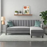 dorel home Ecksofa mit Bett-Funktion und Stauraum. beidseitig montierbar Rückenlehne 2-teilig 3-fach verstellbar, grau