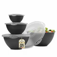 Hausfelder Salatschüssel Set 8-tlg. Anthrazit/Schwarz 0,7-6 L