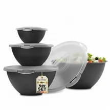 Hausfelder Salatschüssel Set 8-tlg. Anthrazit/Schwarz 0,7-6 L