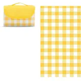 DOTBUY-SHOP Picknickdecke Wasserdicht, Campingdecke Stranddecke Maschinenwaschbar Faltbar Kinder Picknickmatte, für Outdoor Garten,Strand, Campen, Wandern und Ausflüge (150x100cm,Gelbe Weiße)