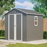 Metall Geräteschuppen Gerätehaus mit Fundament mit Fenster Satteldach Schuppen Pultdach 6m3 Grau - Grau