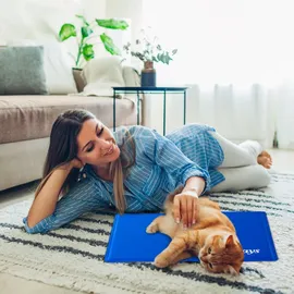 Relaxdays Kühlmatte Hund 50 x 90 cm blau