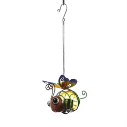 LED Solar Schmetterling hängend Schwingfigur mit Feder gelb Gartenfigur Deko