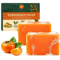 Kaori Persimmon Soap, Kaki Seife Kernseife, Persimmon Kernseife Natur, Seife für Gesicht und Körper, Feste Seifen, Porenverkleinerung, Tiefenreinigung, Feuchtigkeitsspendend, mit Einem Schaumnetz (2)