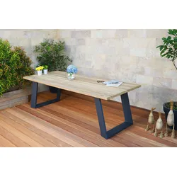 OUTFLEXX Esstisch, dark grey/natur, Alu/recyceltes Teak, 240x100x76cm, rustikal gebürstet, FSC®-zertifiziertes Produkt