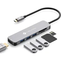 NOVOO USB C Hub 5 in 1 Multiport Adapter mit HDMI 4K@60Hz, 3 USB-A 3.0 Anschlüsse Aluminium Hub kompatibel mit MacBook Pro/Air M1 Adapter auf HDMI 4K, 3x Kartenleser SD & Micro SD, Dock Dell Surface, iPad Pro, Steam Deck