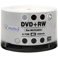 Smartbuy DVD+RW 4 x 4,7 GB 120 Minuten Markenlogo wiederbeschreibbare DVD Mediendiscs, 50 Stück