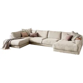 KAWOLA Wohnlandschaft U-Form Madeline Cord Longchair rechts cremeweiß