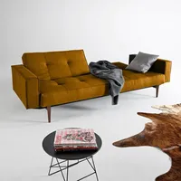 Innovation Living Schlafsofa mit Armlehnen Splitback Styletto dunkel Stoff Gelb Curry