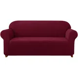 subrtex kariert Sofabezug Sofahusse Sesselbezug Stretchhusse Sofaüberwurf Couchhusse Spannbezug(2 Sitzer,Weinrot)
