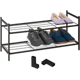Relaxdays Schuhregal Metall, stapelbar, 2 Ebenen, Schuhaufbewahrung für 6 Paar Schuhe, HBT: 33,5 x 70 x 26 cm, schwarz