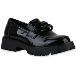 Damen Plateauschuhe in Schwarz Lack