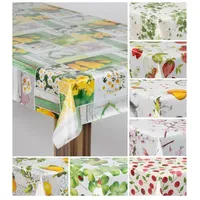 Laro Wachstuch-Tischdecke Wachstischdecke Gartentischdecke, Muster:Blumen Narzissen Tulpen Margeriten, Größe:85x85
