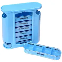 Schramm®Tablettenbox blau mit blauen Schiebern 7 Tage Pillen Tabletten Box Schachtel Tablettendose Pillendose Pillenbox Tablettenboxen Pillendosen Pillen Dose Wochendosierer
