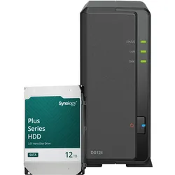 Synology DS124 12TB Synology Plus HDD NAS-Bundle NAS inkl. 1x 12TB Synology Plus HDD 3.5 Zoll SATA