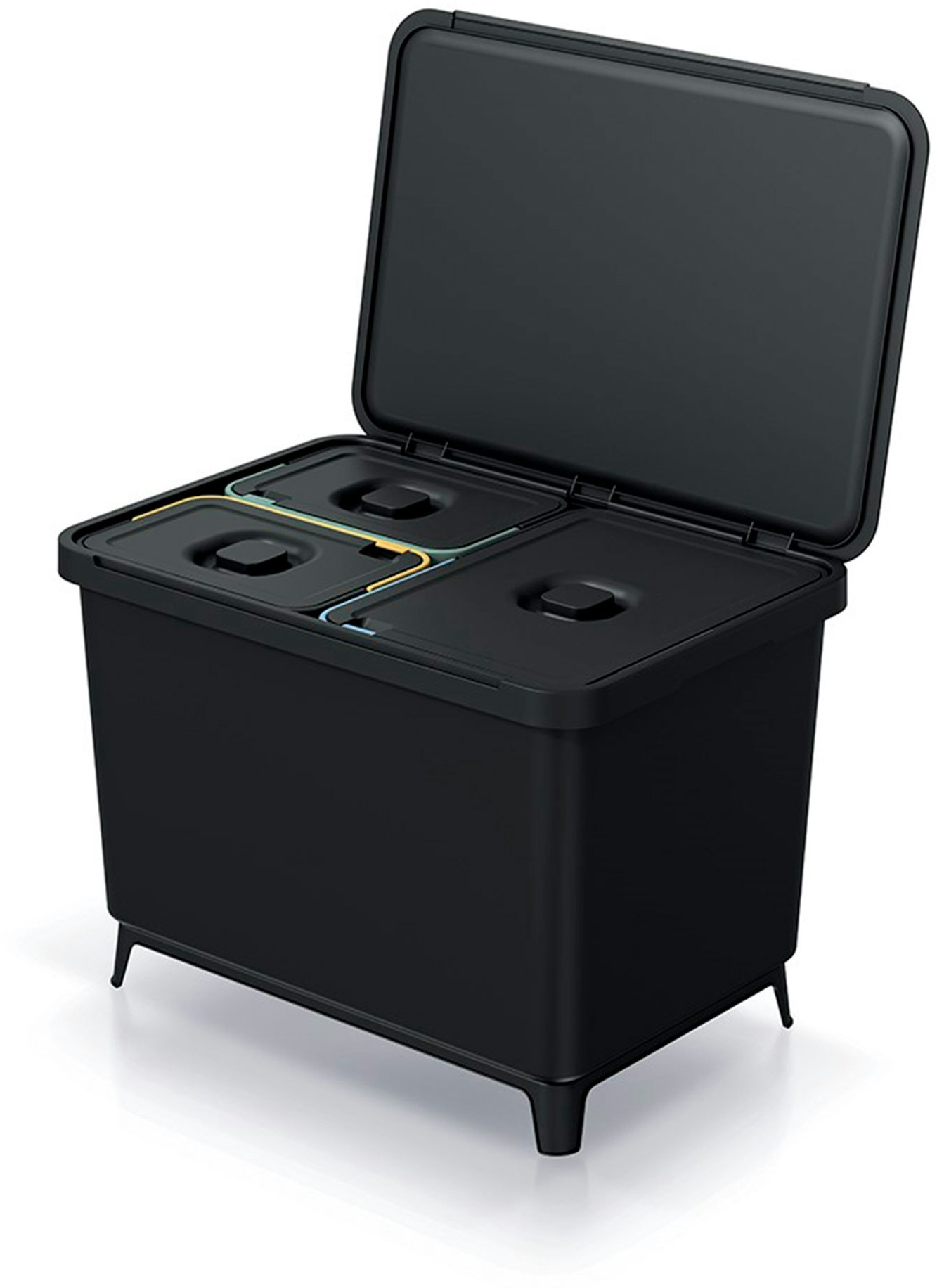 Keden Systema 3-Fach-Abfallbehälter 2x10L und 1x23L in Schwarz.