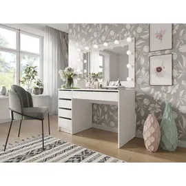 Mirjan24 Schreibtisch Ada, 5 Universale Schubladen Schülerschreibtisch Computertisch Kinderschreibtisch Arbeitstisch PC-Tisch Jugendzimmer Kinderzimmer (Weiß)