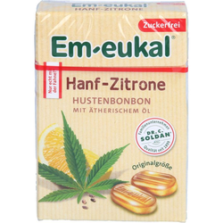 EM EUKAL Bonbons Hanf-Zitrone zuckerfrei Box 50 g