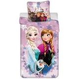 Bettwäsche Disney Eiskönigin – Elsa und Anna – Bettbezug 135 x 200 cm + Kissenbezug 80 x 80 cm – 100 % Baumwolle