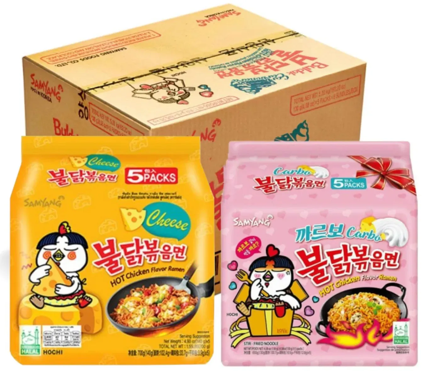 Samyang Hot 20x Chicken Carbonara 130g und 20x Cheese 140g Sparpack Karton