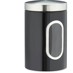 Relaxdays Vorratsdose, Deckel, Sichtfenster, 1,4 L, für Kaffee, Mehl, Pasta, Aufbewahrungsdose Küche, Metall, schwarz