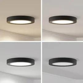 PRIOS LED-Deckenleuchte Edwina, schwarz, 25 cm, CCT, IP44 - Schwarz