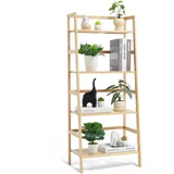 Vevor 4-stöckiges Bambus Leiterregal trapezförmiges offenes Bücherregal, Aufbewahrungsregal, freistehender Blumenpflanzenständer Aktenregal ideal für Badezimmer Schlafzimmer Büro Arbeitszimmer