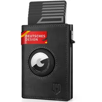 DODENSHA® MagSnap Airtag Wallet Herren mit RFID Schut I Kartenetui Herren I Smart Wallet Klein für 10+ Karten I Wallet mit Münzfach I Portmonee Herren mit AirTag* Fach I Geldbörse Herren I Schwarz