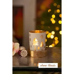 Corso Votivglas 7cm Bäume creme/gold