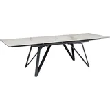 Esszimmertisch 180 - 260 cm Ausziehbar Keramik Glas Weiß, Keramiktisch Marmor-Optik Groß, Designer Küchentisch Rechteckig, Esstisch Extravagant ... - Weiß