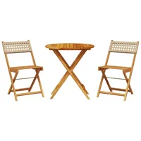 vidaXL 3-tlg. Bistro-Set Beige Poly Rattan und Massivholz