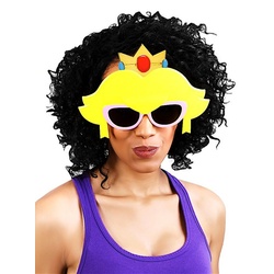 Sun Staches Kostüm Partybrille Prinzessin Peach, Accessoire mit Durchblick: lizenzierte Funbrille im Design von Super M gelb