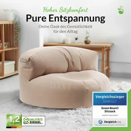 Green Bean Indoor Beige, Textil, Füllung: EPS Mikroperlen,Styroporkugeln,Styroporkugeln, Rund, 90x50x50 cm, Hergestellt in Deutschland, Gartenmöbel, Outdoor-Sitzsäcke