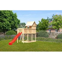 Karibu Stelzenhaus Frieda mit Wellenrutsche Rot