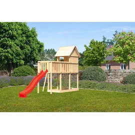 Karibu Stelzenhaus Frieda mit Wellenrutsche Rot