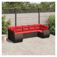 vidaXL Gartensofa-Set 7-tlg. braun Polyrattan