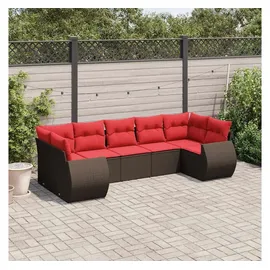 vidaXL Gartensofa-Set 7-tlg. braun Polyrattan
