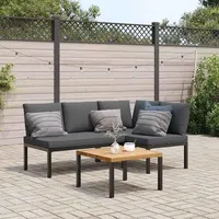 vidaXL 3-tlg. Garten-Sofagarnitur mit Kissen schwarz