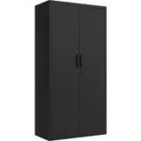 DWVO Aktenschrank mit 4 Verstellbaren Regalen, Metallschrank Abschließbar, Büroschrank, Stahl-Aufbewahrungsschrank, Metallschrank, Garage, Büro, Abstellraum, Schwarz, 180x90x45 cm