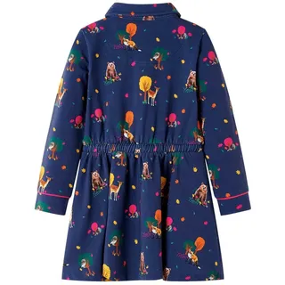 vidaXL Kinderkleid mit Langen Ärmeln und Kordelzug Marineblau 92