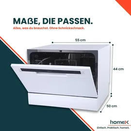 Homex GST6AD-W Tischgeschirrspüler (freistehend, 600 mm, Weiß)