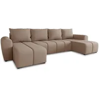 Sofnet Wohnlandschaft Cleo U mit Schlaffunktion - U-Form Couch, Ecksofa mit Bettkasten, Couchgranitur mit Bettfunktion, Polsterecke, Big Sofa (Beige (Soro 23)