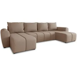 Sofnet Wohnlandschaft Cleo U mit Schlaffunktion - U-Form Couch, Ecksofa mit Bettkasten, Couchgranitur mit Bettfunktion, Polsterecke, Big Sofa (Beige (Soro 23)
