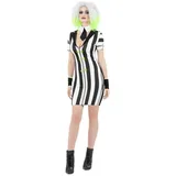 Smiffys Kostüm Beetlejuice Kostümkleid - Halloween Kostüm Damen, Werde zur weiblichen Version des verrückten Geists aus der 80er Jahre weiß M
