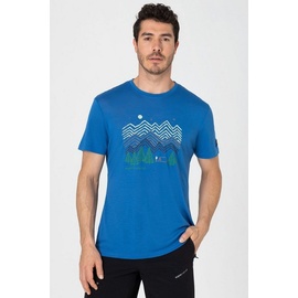 SUPER.NATURAL Print-Shirt Merino T-Shirt M CAMPING NIGHTS TEE wärmender Merino-Materialmix blau