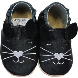 Krabbelschuhe Katze schwarz 24/25 (2 - 21⁄2 Jahre) Krabbelsohle